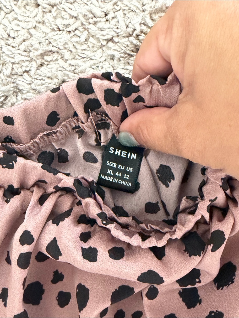 SHEIN Dusty Pink Top with Black Leopard Spots